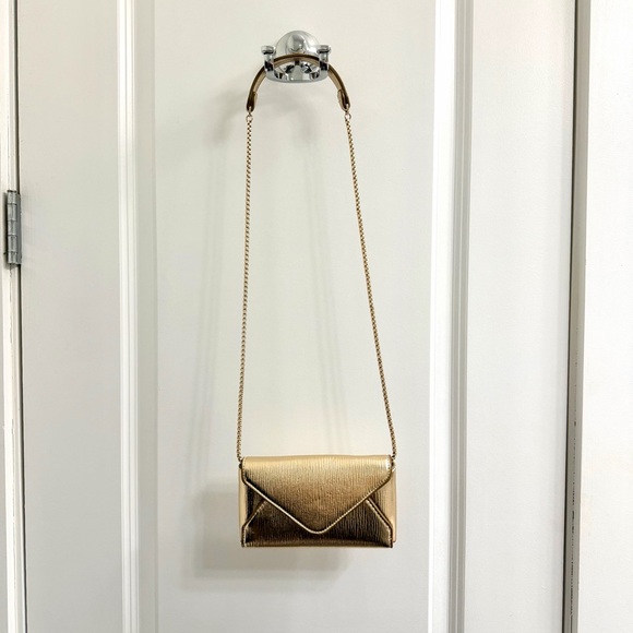 Zara Handbags - ZARA Gold envelope crossbody clutch with chain